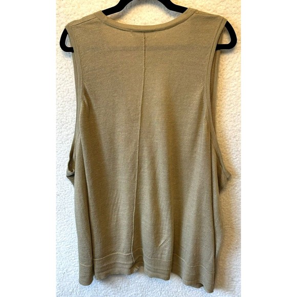 MICHAEL Michael Kors Sweater Vest L XL Beige Oversized Button Up Lightweight - Picture 6 of 9
